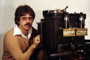 Classic photo of Tom Rohner and early plasma engine