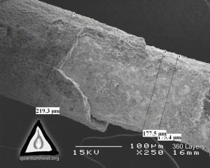 Scanning Electron Microscope image of treated Celani wire by MFMP.