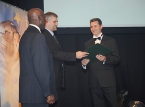 Robert Vancina accepting Energy Globe award for Sustainability 2009