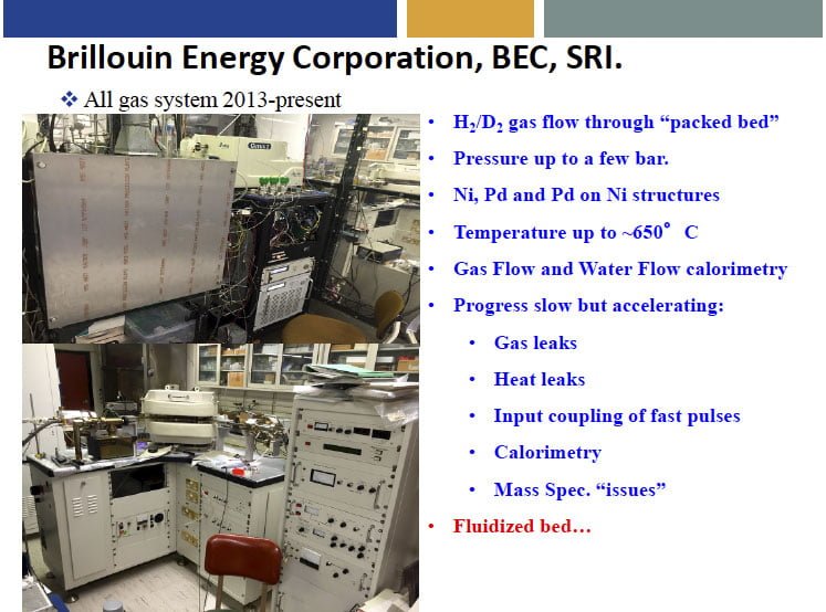Slide from M.McKubre: Brillouin Energy gas flow cell gets up to 650 degrees
